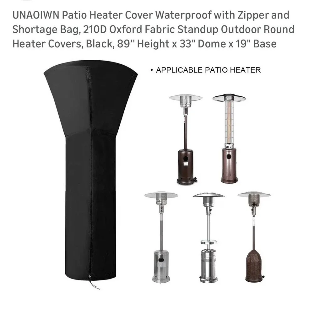 89''H Patio Heater Cover Waterproof Standup Round Tall Heater Zipper New